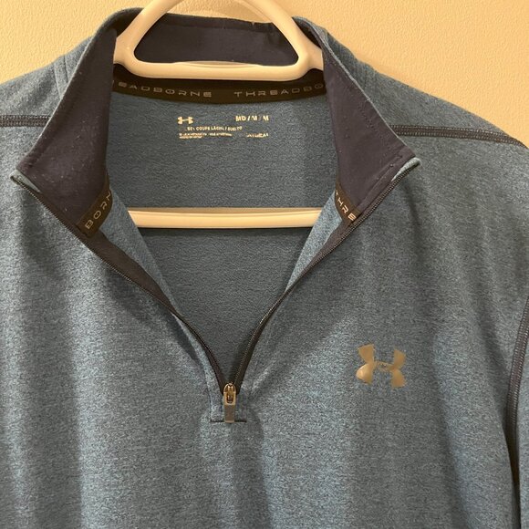 Under Armour Men's Long Sleeve Quarter Zip Shirt, Medium, Blue - Picture 5 of 8